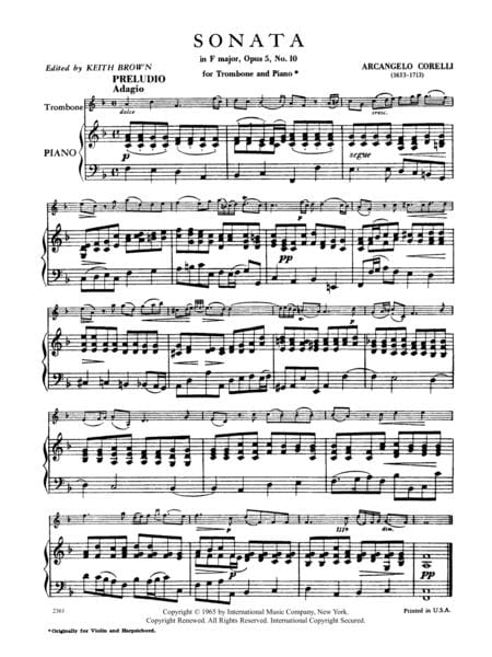 Sonata No. 10 in F Major 柯雷里阿爾坎傑羅 奏鳴曲 大調 長號 (含鋼琴伴奏) 國際版 | 小雅音樂 Hsiaoya Music