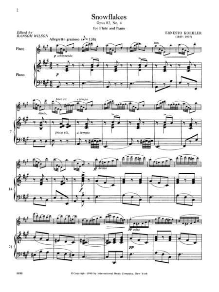 Snowflakes, Opus 82, No. 4 作品 長笛 (含鋼琴伴奏) 國際版 | 小雅音樂 Hsiaoya Music