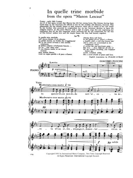 In quelle trine morbide, from Manon Lescaut (I. & E.) (S.) 浦契尼 瑪儂 | 小雅音樂 Hsiaoya Music