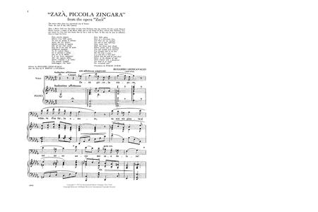 ZAZA - An Opera in Four Acts Zaza, piccola zingara Aria for Baritone and Piano 雷昂卡發洛 歌劇 詠唱調男中音鋼琴 | 小雅音樂 Hsiaoya Music