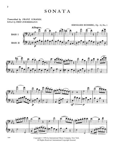 Sonata No. 1 in B-flat Major, Opus 43 隆貝爾格伯恩哈德 奏鳴曲 大調作品 低音大提琴獨奏 國際版 | 小雅音樂 Hsiaoya Music
