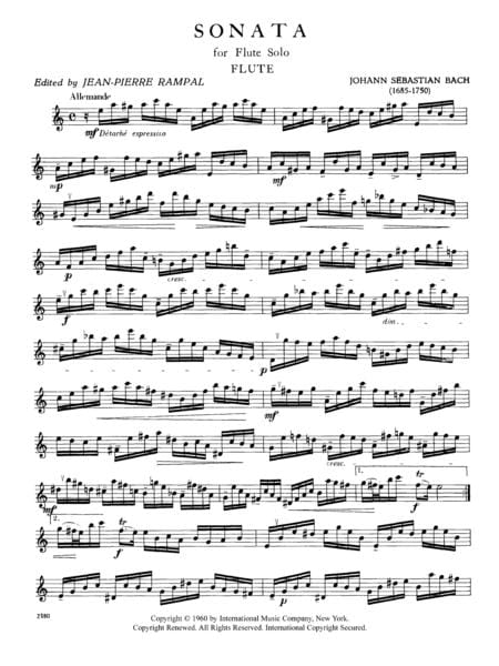 Sonata in A minor, S. 1013 巴赫約翰瑟巴斯提安 奏鳴曲 小調 長笛獨奏 國際版 | 小雅音樂 Hsiaoya Music