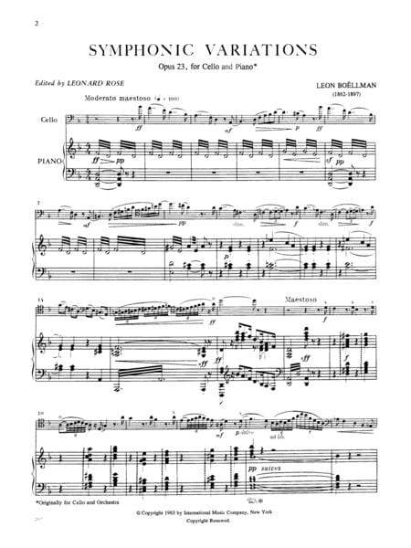 Symphonic Variations, Opus 23 變奏曲作品 大提琴 (含鋼琴伴奏) 國際版 | 小雅音樂 Hsiaoya Music