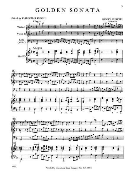 Golden Sonata in F Major (with Cello ad lib.) 珀瑟爾 奏鳴曲 大調大提琴 小提琴 (2把以上含鋼琴伴奏) 國際版 | 小雅音樂 Hsiaoya Music