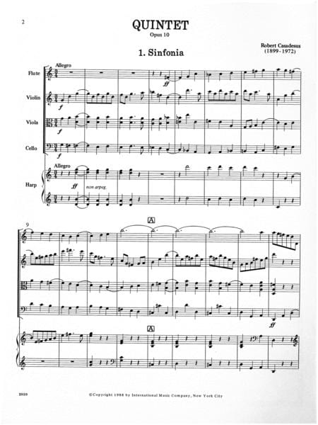 Quintet, Opus 10 for Flute, Violin, Viola, Cello & Harp (or Piano) 五重奏作品 長笛小提琴大提琴豎琴鋼琴 | 小雅音樂 Hsiaoya Music
