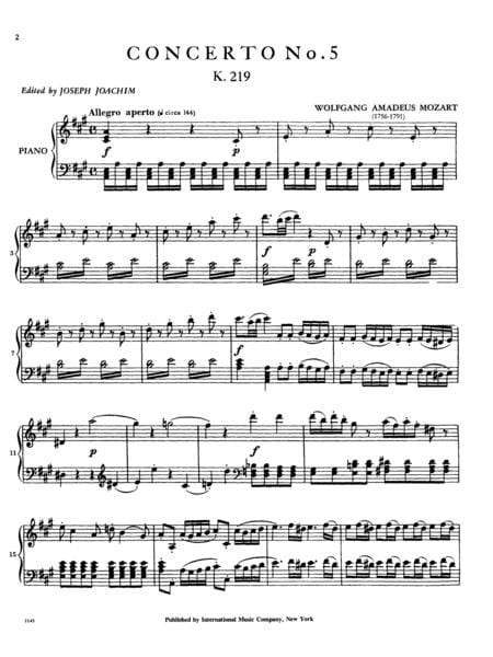 Concerto No. 5 in A major, K. 219 (with Cadenzas by Joseph Joachim) 協奏曲 大調 裝飾樂段 小提琴 (含鋼琴伴奏) 國際版 | 小雅音樂 Hsiaoya Music