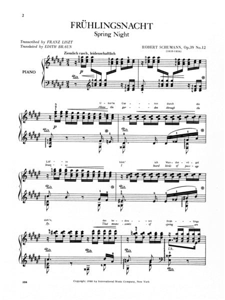 Fruhlingsnacht, Opus 39, No. 12 舒曼羅伯特 作品 鋼琴獨奏 國際版 | 小雅音樂 Hsiaoya Music