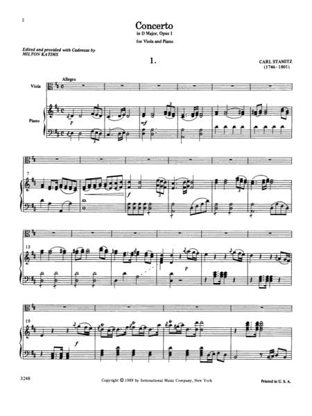 Concerto in D Major, Opus 1 協奏曲 大調作品 中提琴 (含鋼琴伴奏) 國際版 | 小雅音樂 Hsiaoya Music