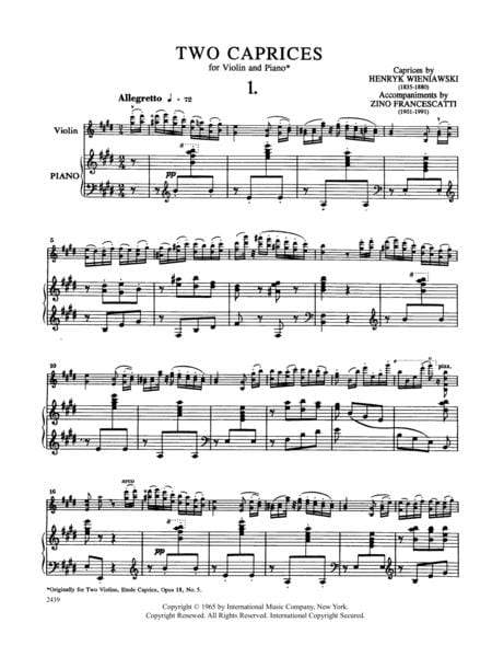 Two Etudes-Caprices, Opus 18, Nos. 4 & 5 練習曲隨想曲作品 小提琴 (含鋼琴伴奏) 國際版 | 小雅音樂 Hsiaoya Music
