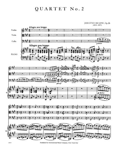 Quartet No. 2 in A Major, Opus 26 布拉姆斯 四重奏 大調作品 | 小雅音樂 Hsiaoya Music