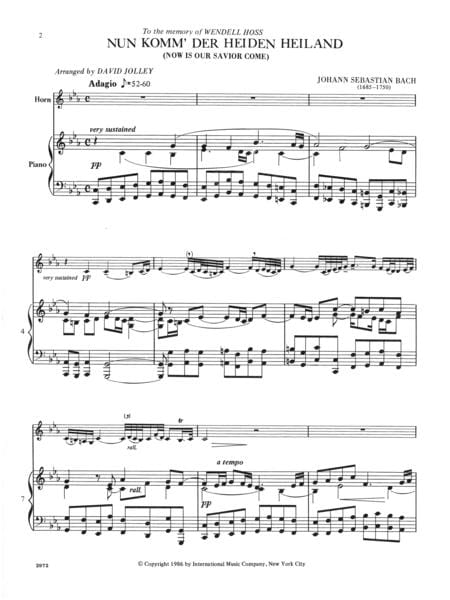 Chorale Prelude Nun Komm' Der Heiden Heiland 巴赫約翰瑟巴斯提安 聖詠前奏曲 法國號 (含鋼琴伴奏) 國際版 | 小雅音樂 Hsiaoya Music