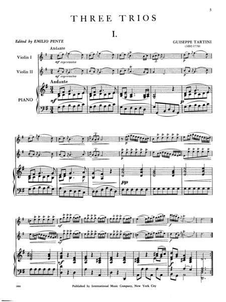 Three Trios in G, D, & E Major 塔悌尼 三重奏 大調 小提琴 (2把以上含鋼琴伴奏) 國際版 | 小雅音樂 Hsiaoya Music