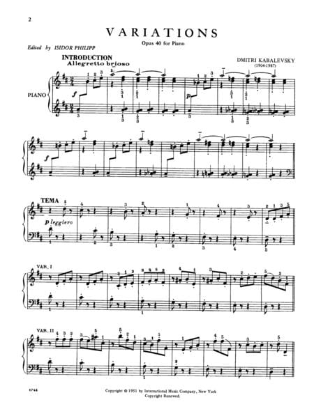 Variations, Opus 40 變奏曲作品 鋼琴獨奏 國際版 | 小雅音樂 Hsiaoya Music