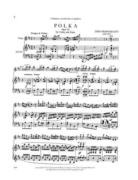 Polka, Opus 22 波卡舞曲作品 小提琴 (含鋼琴伴奏) 國際版 | 小雅音樂 Hsiaoya Music