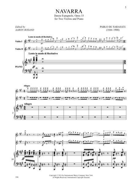 Navarra: Danza Espagnole, Opus 33 薩拉沙特 作品 小提琴 (2把以上含鋼琴伴奏) 國際版 | 小雅音樂 Hsiaoya Music