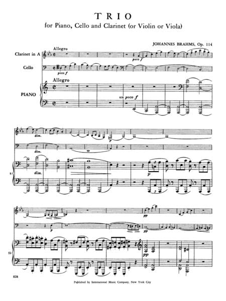 Trio in A minor, Opus 114 for Clarinet in A (or Violin or Viola), Cello & Piano 布拉姆斯 三重奏 小調作品 小提琴中提琴鋼琴 | 小雅音樂 Hsiaoya Music