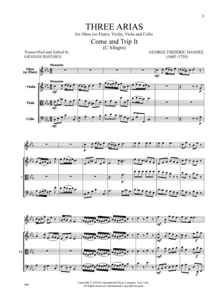 Three Arias (Come and Trip It, Ombra cara, Lusinghe piu care) for Oboe (or Flute), Violin, Viola, and Cello 韓德爾 詠唱調 雙簧管長笛小提琴中提琴大提琴 | 小雅音樂 Hsiaoya Music