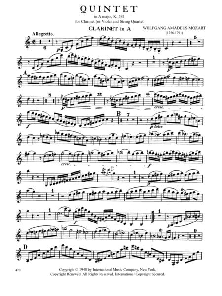 Quintet in A Major, K. 581 for Clarinet in A (or Viola) & String Quartet 莫札特 五重奏 大調 中提琴弦樂四重奏 | 小雅音樂 Hsiaoya Music