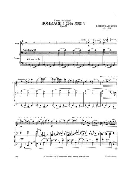 Hommage a Chausson, Opus 51 卡薩德旭羅伯 作品 小提琴 (含鋼琴伴奏) 國際版 | 小雅音樂 Hsiaoya Music