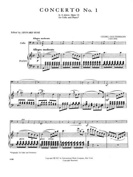 Concerto No. 1 in A minor, Opus 14 協奏曲 小調作品 大提琴 (含鋼琴伴奏) 國際版 | 小雅音樂 Hsiaoya Music