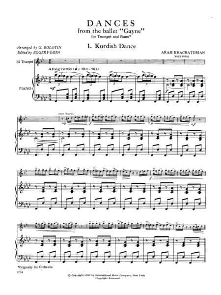 Four Dances (from the ballet Gayane) 舞曲 芭蕾加雅涅 小號 (含鋼琴伴奏) 國際版 | 小雅音樂 Hsiaoya Music