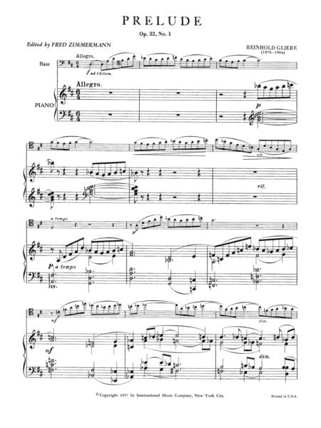 Prelude, Opus 32, No. 1 (solo tuning) 前奏曲作品 低音大提琴 (含鋼琴伴奏) 國際版 | 小雅音樂 Hsiaoya Music