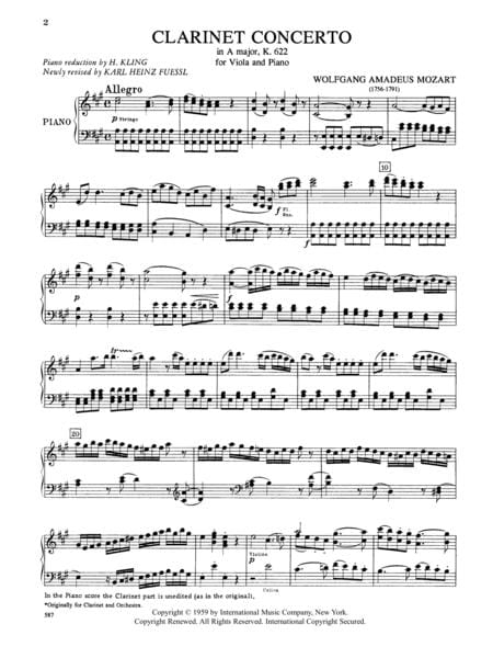 Concerto in A Major (Clarinet), K. 622 莫札特 協奏曲 大調 中提琴 (含鋼琴伴奏) 國際版 | 小雅音樂 Hsiaoya Music