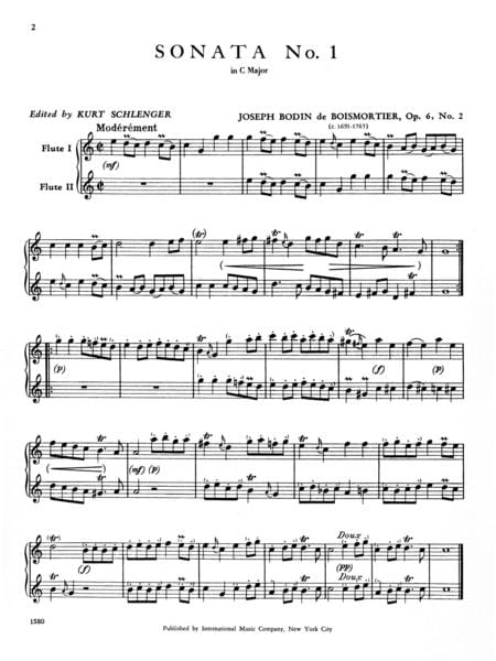 Two Sonatas, Opus 6, No. 2 in C Major & Opus 1, No. 2 in G minor 玻瓦莫提耶 奏鳴曲作品 大調作品 小調 雙長笛 國際版 | 小雅音樂 Hsiaoya Music
