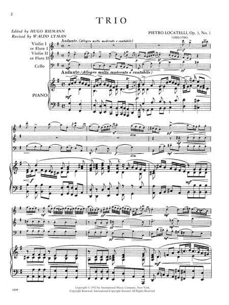 Trio in G Major, Opus 3, No. 1 (with Cello ad lib.) 洛卡泰利 三重奏 大調作品 大提琴 小提琴 (2把以上含鋼琴伴奏) 國際版 | 小雅音樂 Hsiaoya Music