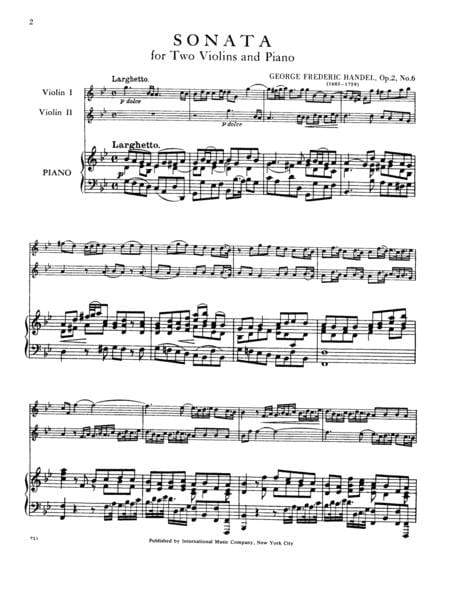 Sonata in G minor, Opus 2, No. 6 韓德爾 奏鳴曲 小調作品 小提琴 (2把以上含鋼琴伴奏) 國際版 | 小雅音樂 Hsiaoya Music