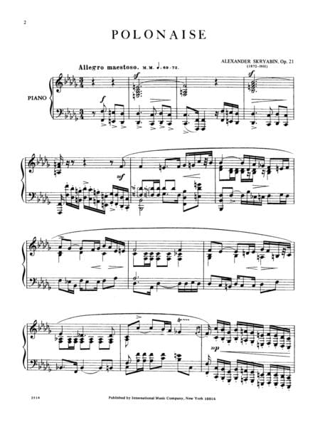 Polonaise, Opus 21 斯克里亞賓 波蘭舞曲作品 鋼琴獨奏 國際版 | 小雅音樂 Hsiaoya Music
