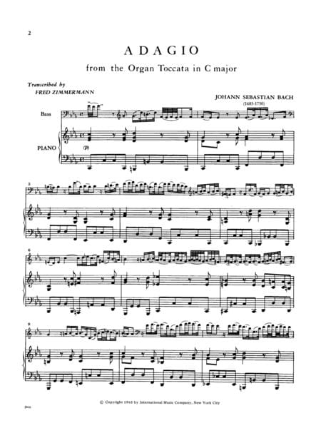 Adagio from the Organ Toccata in C Major 巴赫約翰瑟巴斯提安 慢板 管風琴觸技曲 大調 低音大提琴 (含鋼琴伴奏) 國際版 | 小雅音樂 Hsiaoya Music