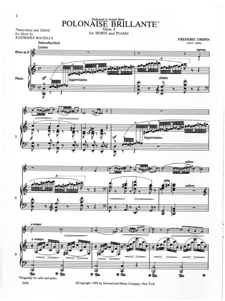 Polonaise Brillante, Opus 3 蕭邦 波蘭舞曲作品 法國號 (含鋼琴伴奏) 國際版 | 小雅音樂 Hsiaoya Music