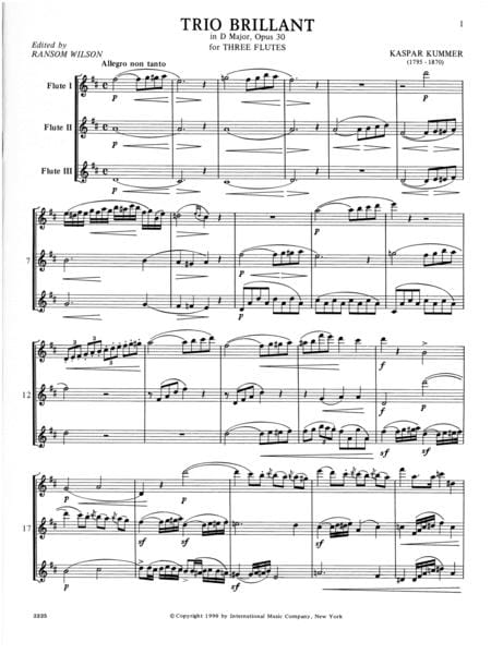 Trio Brillant in D Major, Opus 30 三重奏 大調作品 長笛 (3把以上) 國際版 | 小雅音樂 Hsiaoya Music