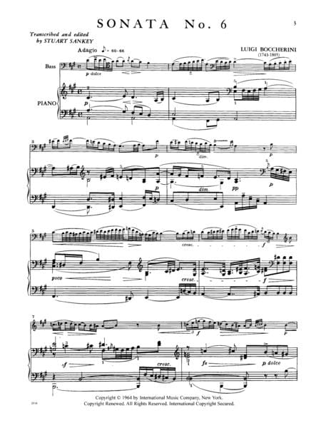 Sonata No. 6 in A Major (solo tuning) 玻凱利尼 奏鳴曲 大調 低音大提琴 (含鋼琴伴奏) 國際版 | 小雅音樂 Hsiaoya Music