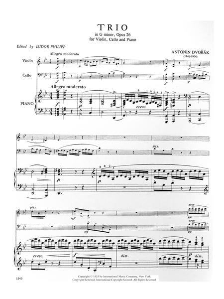 Trio in G minor, Opus 26 德弗札克 三重奏 小調作品 | 小雅音樂 Hsiaoya Music