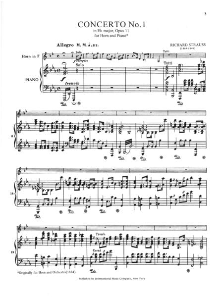 Concerto No. 1 in E-flat Major, Opus 11 史特勞斯理查 協奏曲 大調作品 法國號 (含鋼琴伴奏) 國際版 | 小雅音樂 Hsiaoya Music