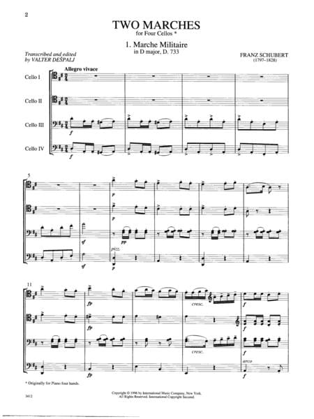 Two Marches 舒伯特 進行曲 大提琴(3把以上) 國際版 | 小雅音樂 Hsiaoya Music