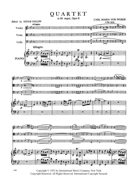 Quartet in B-flat Major, Opus 8 韋伯．卡爾 四重奏 大調作品 | 小雅音樂 Hsiaoya Music