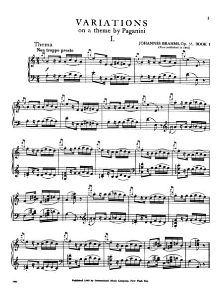 28 Variations in A minor On a Theme by Paganini, Opus 35 (Complete) 布拉姆斯 帕格尼尼主題變奏 小調 作品 鋼琴獨奏 國際版 | 小雅音樂 Hsiaoya Music