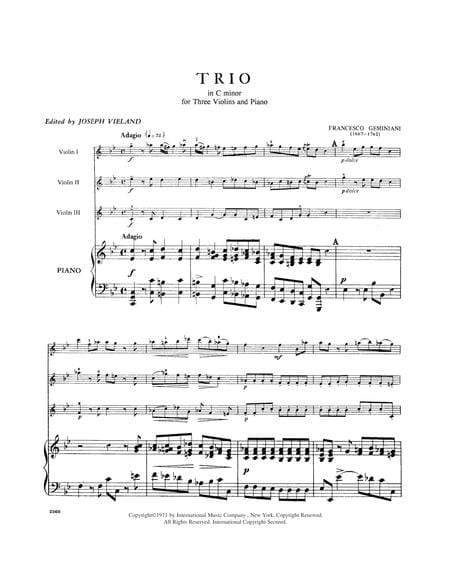 Trio in C minor 傑米尼亞尼 三重奏 小調 小提琴 (2把以上含鋼琴伴奏) 國際版 | 小雅音樂 Hsiaoya Music