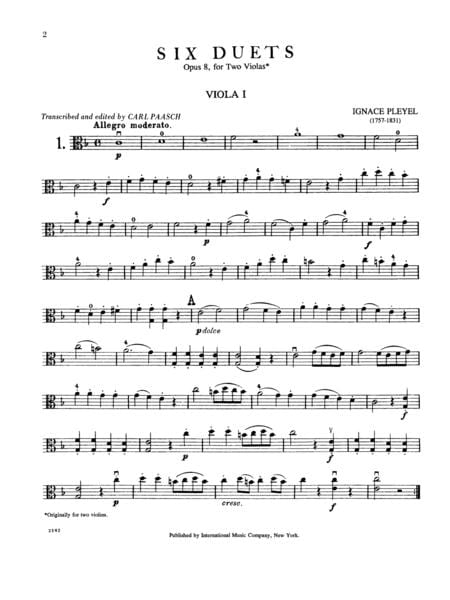 Six Duets, Opus 8 二重奏作品 中提琴(2把以上) 國際版 | 小雅音樂 Hsiaoya Music