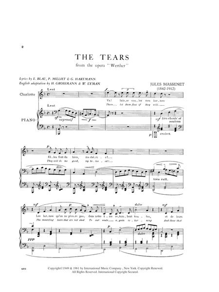 The Tears, from Werther (F. & E.) (Ms.) 維特 | 小雅音樂 Hsiaoya Music